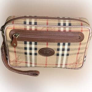 Burberry Nova Check Vintage Checkered Canvas Clutch